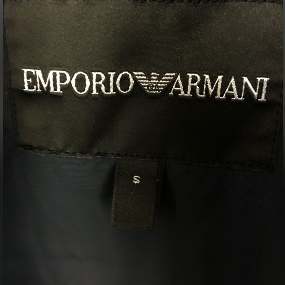EMPORIO ARMANI Lamb Shearling Front Unisex Lightweight Bomber Jacket Navy Sz S - Picture 10 of 14